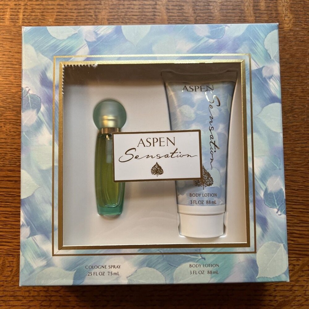 Vintage Coty Aspen Sensation 7.5ml Cologne Spray & 88ml Body Lotion NEW in BOX